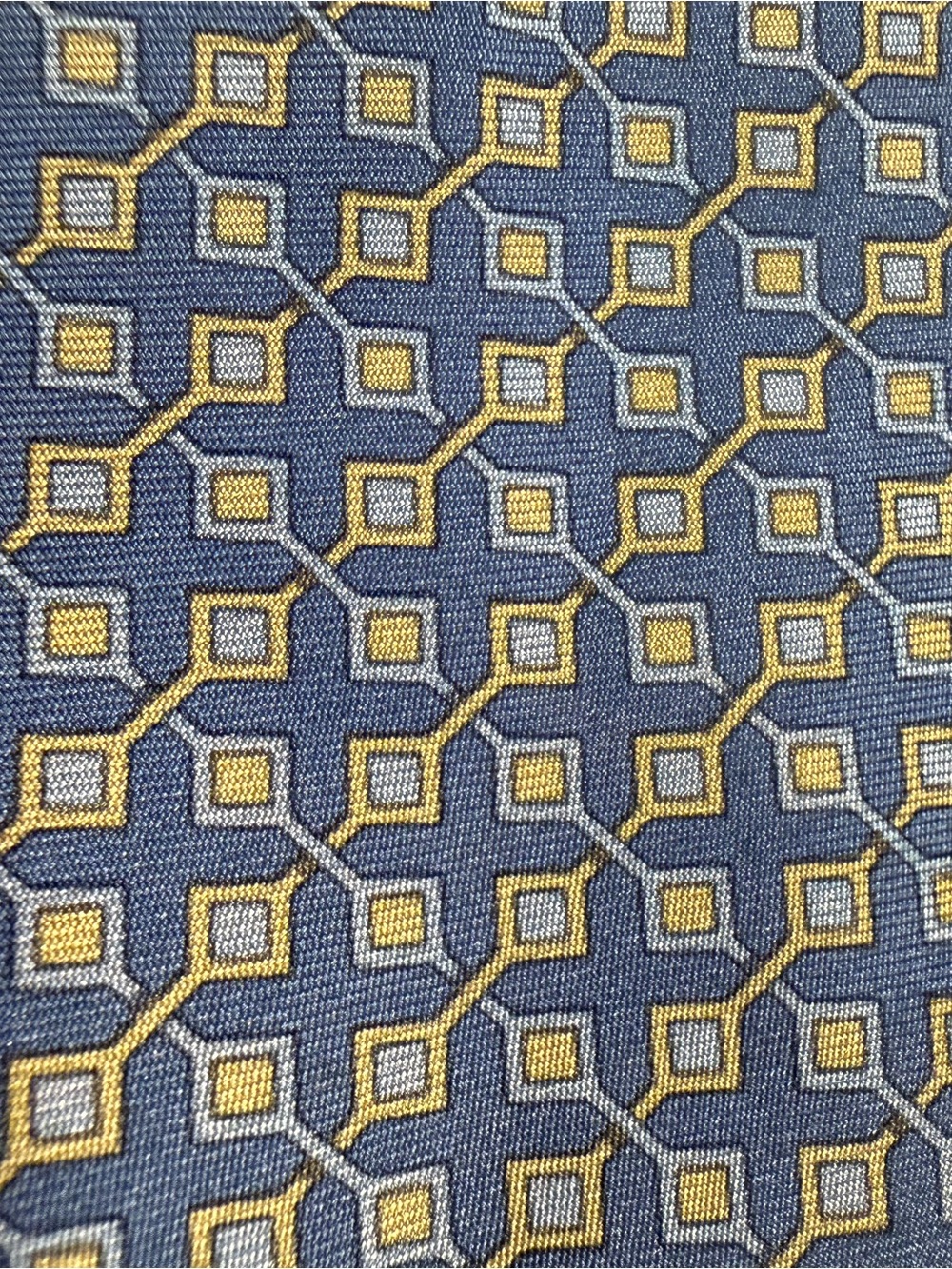 Hermes Blue and Yellow Geometric Silk Tie